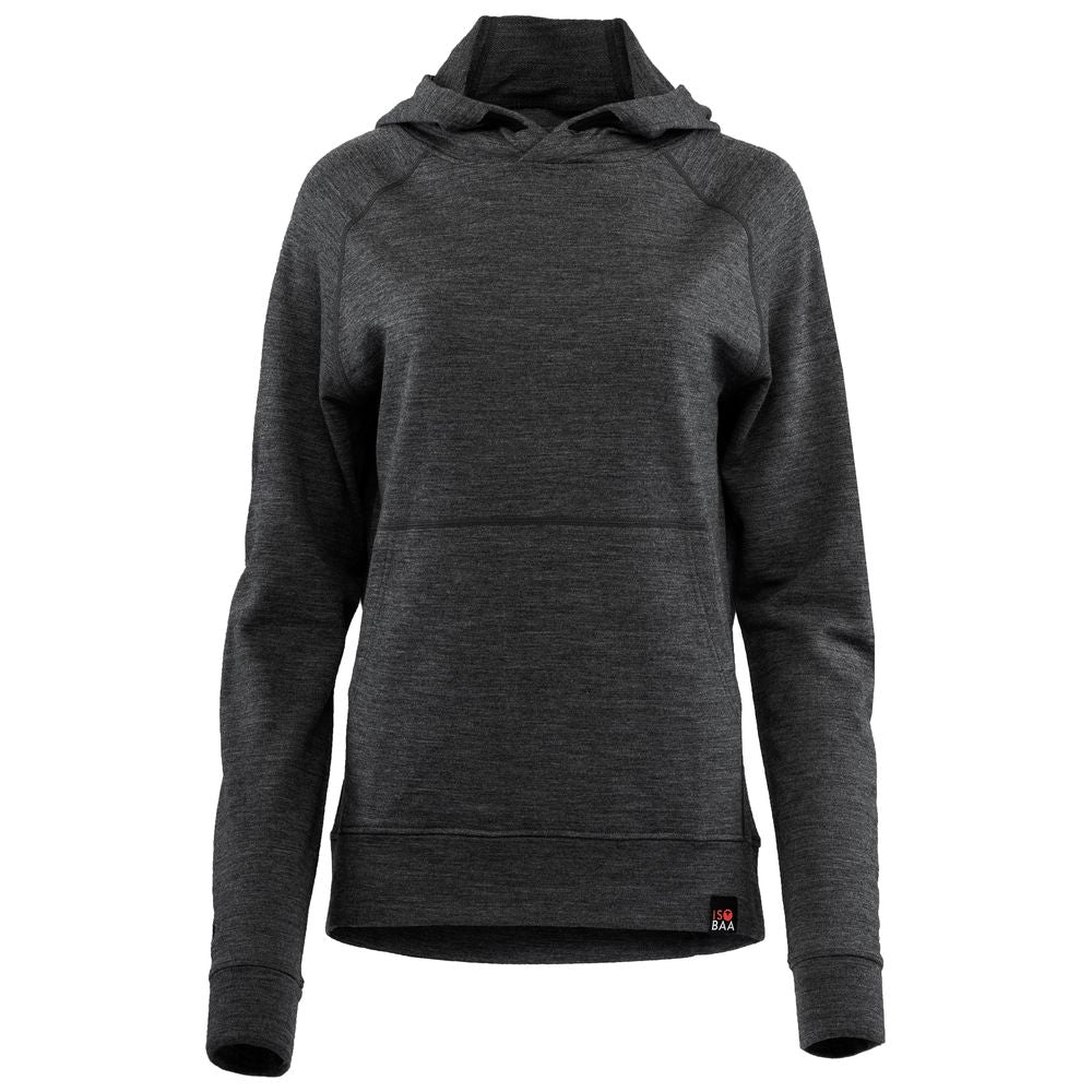 Isobaa | Womens Merino 260 Lounge Hoodie (Smoke/Black) | Experience the best in comfort and performance with our midweight 260gm Merino wool pullover hoodie.