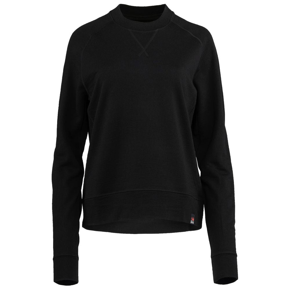 Isobaa | Womens Merino 260 Lounge Sweatshirt (Black) | The ultimate 260gm Merino wool sweatshirt – Your go-to for staying cosy after chilly runs, conquering weekends in style, or whenever you crave warmth without bulk.