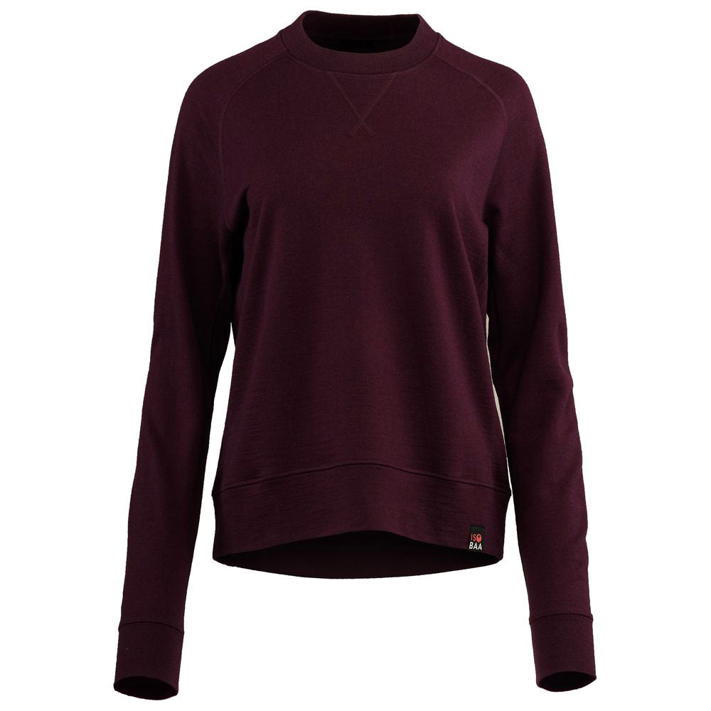Isobaa | Womens Merino 260 Lounge Sweatshirt (Wine) | The ultimate 260gm Merino wool sweatshirt – Your go-to for staying cosy after chilly runs, conquering weekends in style, or whenever you crave warmth without bulk.