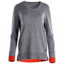 Womens Merino Crew Sweater (Charcoal/Orange)