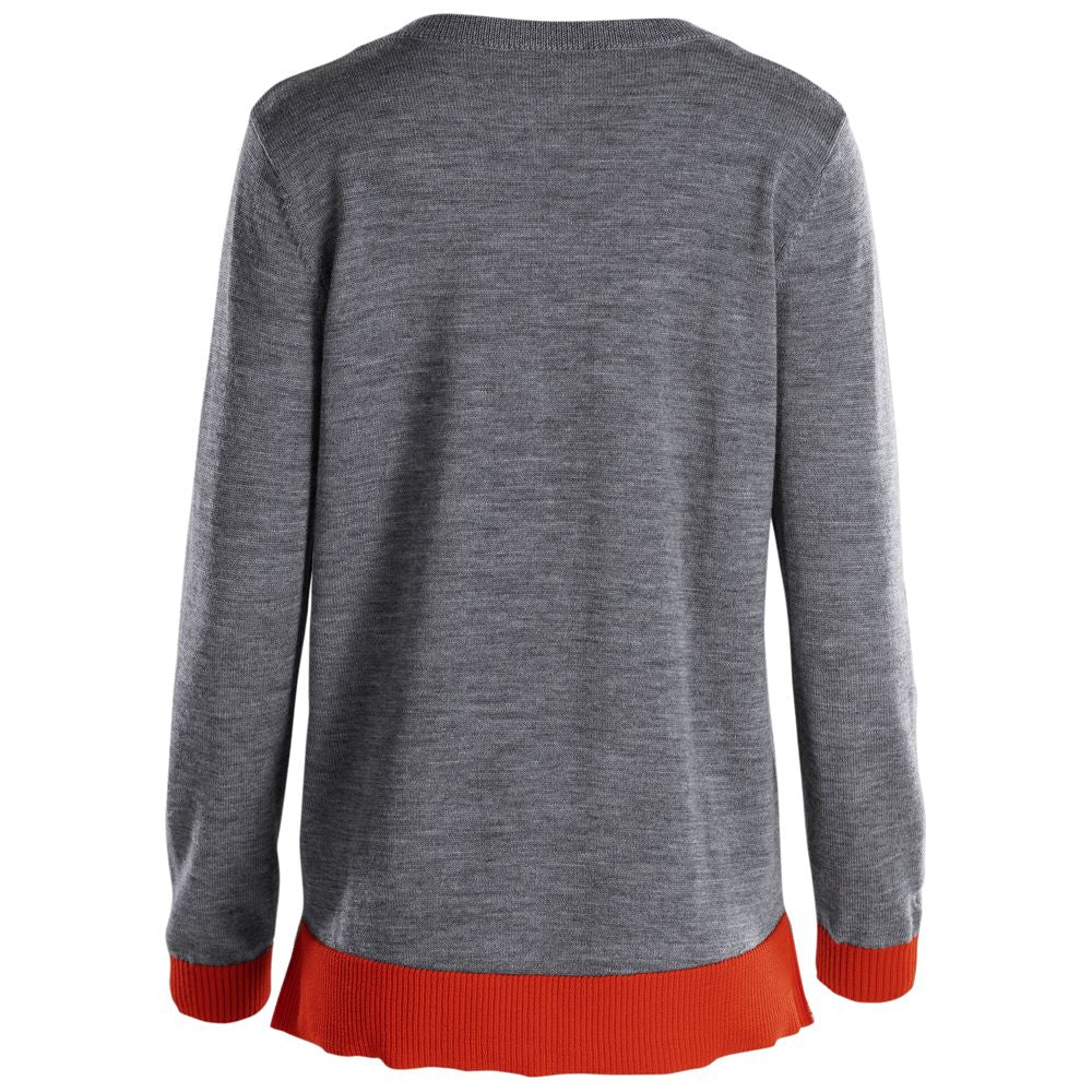 Womens Merino Crew Sweater (Charcoal/Orange)