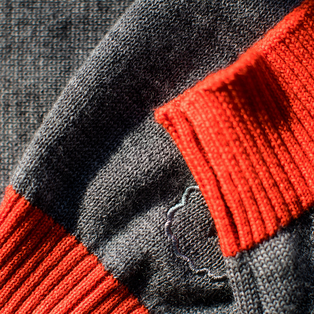 Womens Merino Crew Sweater (Charcoal/Orange)