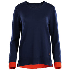 Womens Merino Crew Sweater (Navy/Orange)