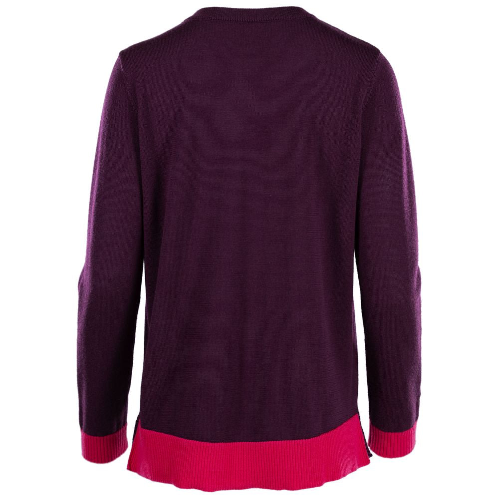 Womens Merino Crew Sweater (Wine/Fuchsia)