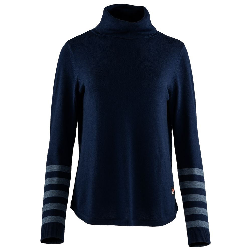 Womens Merino Roll Neck Sweater (Navy/Denim)