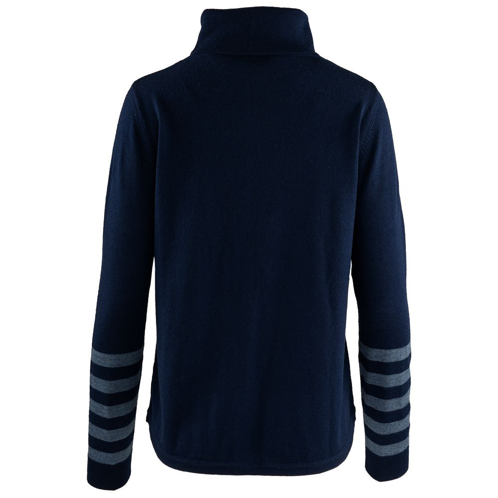 Womens Merino Roll Neck Sweater (Navy/Denim)