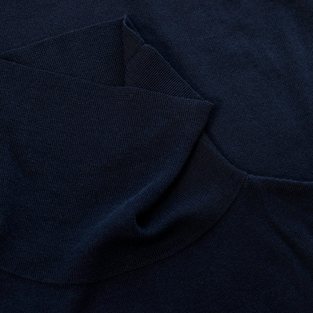 Womens Merino Roll Neck Sweater (Navy/Denim)