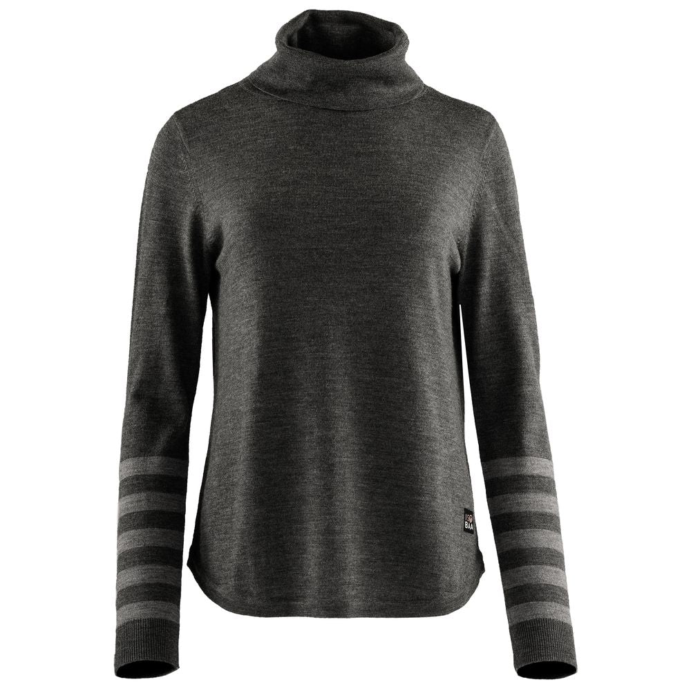 Womens Merino Roll Neck Sweater (Smoke/Charcoal)