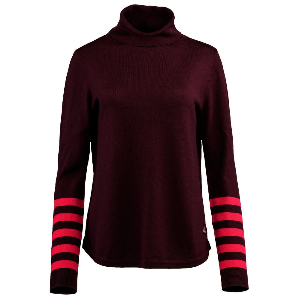 Womens Merino Roll Neck Sweater (Wine/Fuchsia)