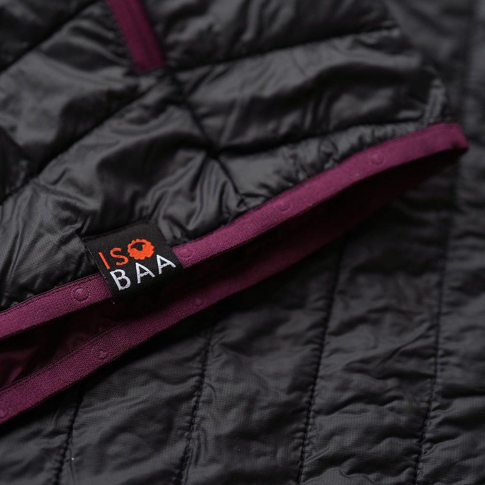 Isobaa | Womens Merino Wool Insulated Gilet (Black/Wine) | Fight the chill with our innovative Merino gilet.