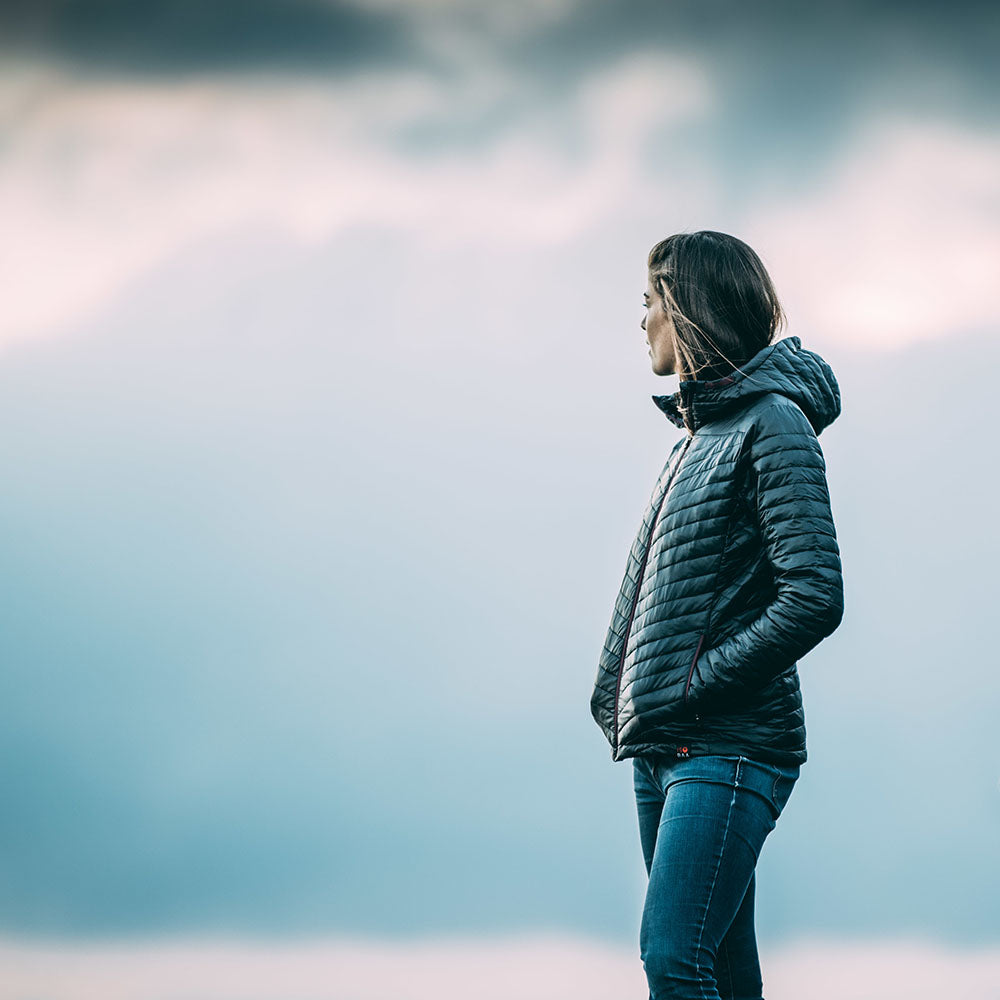 Isobaa | Womens Merino Wool Insulated Jacket (Black/Wine) | Innovative and sustainable design with our Merino jacket.