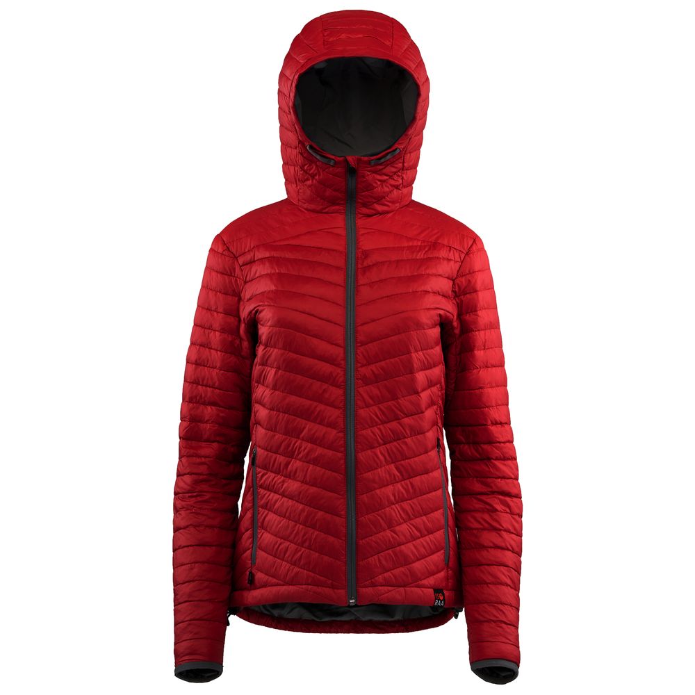 Isobaa | Womens Merino Wool Insulated Jacket (Red/Smoke) | Innovative and sustainable design with our Merino jacket.