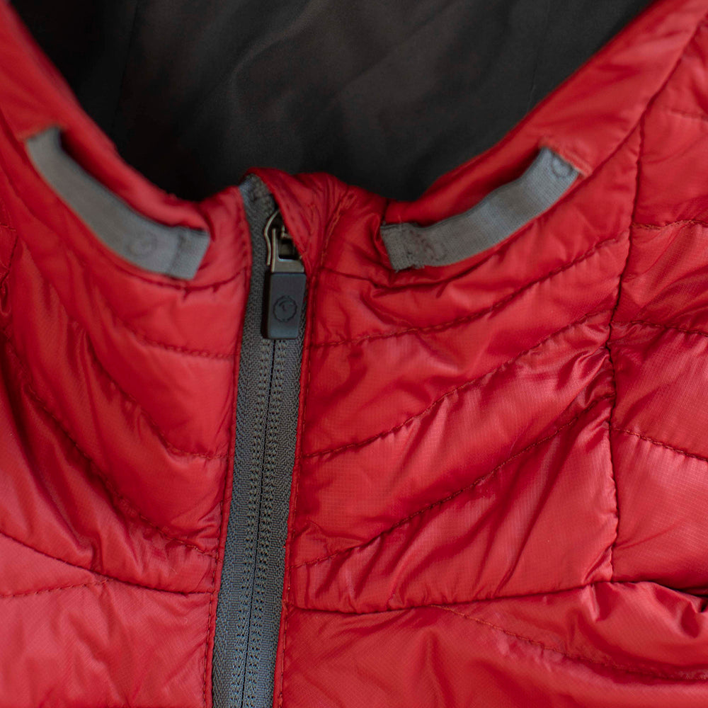 Isobaa | Womens Merino Wool Insulated Jacket (Red/Smoke) | Innovative and sustainable design with our Merino jacket.